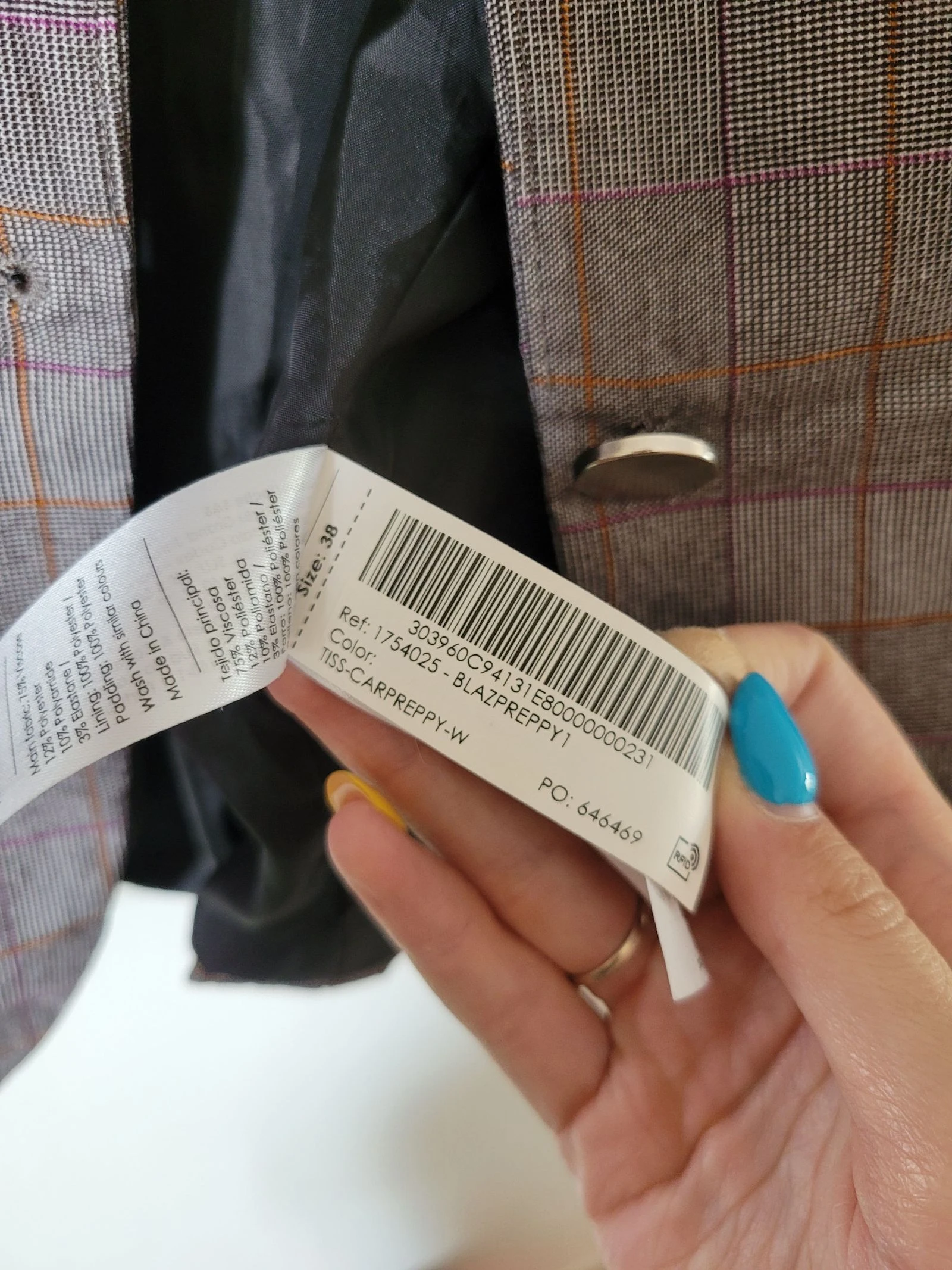 Blazer Cache Cache xadrez cinza/roxo – Tamanho 38 – photo 4